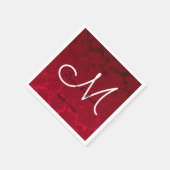 レッドクリスマスウィンターウェディング披露宴モノグラム スタンダードカクテルナプキン (角)