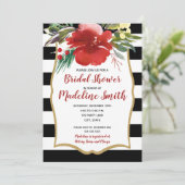 レッドクリスマスウォーターカラーフラワーズブライダルシャワー 招待状 (スタンド正面)