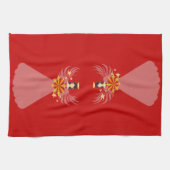 レッドクリスマスエンジェルハートスターズウィングスハロー キッチンタオル (横)