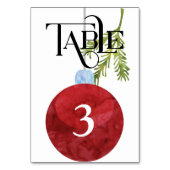 レッドクリスマスオーナメントウェディング披露宴 テーブルナンバー (正面)