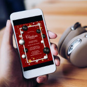 レッドクリスマスオーナメントクリスマスパーティー 招待状