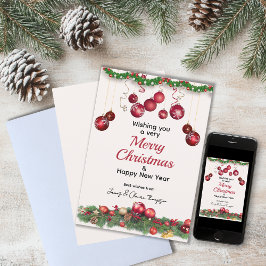 レッドクリスマスオーナメントフェスティバル シーズンカード