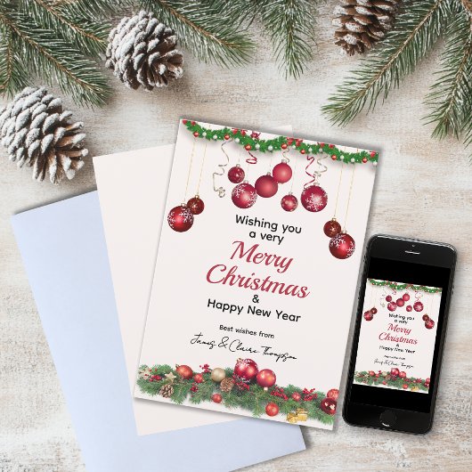 レッドクリスマスオーナメントフェスティバル シーズンカード