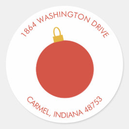 レッドクリスマスオーナメントホリデイ差出人住所 ラウンドシール