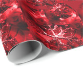 レッドクリスマスオーナメントホリデースノーフレーククリスマス ラッピングペーパー (ロールコーナー)