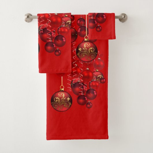 レッドクリスマスオーナメントホリデーズバスタオルセット バスタオルセット (インサイチュ)