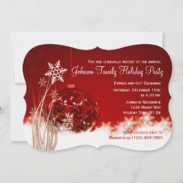 レッドクリスマスオーナメントホリデーパーティー招待状 招待状