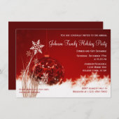 レッドクリスマスオーナメントホリデーパーティ招待状 招待状 (正面/裏面)