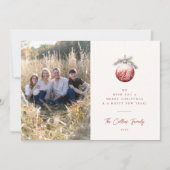 レッドクリスマスオーナメントホリデーフォトカード シーズンカード (正面)