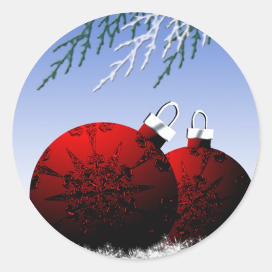 レッドクリスマスオーナメントホリデー封筒用シールクリスマス ラウンドシール (正面)