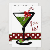 レッドクリスマスカクテルパーティの招待状 招待状 (正面/裏面)