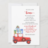 レッドクリスマスカー引っ越しましたホリデーカード (正面)