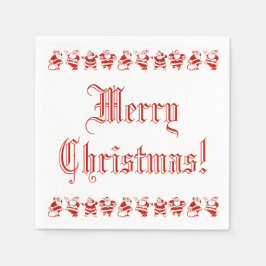 レッドクリスマスキュートおもしろいサンタクロース柄 スタンダードカクテルナプキン