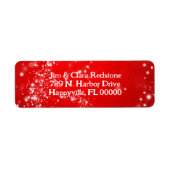 レッドクリスマスキラキラ星差出人住所 ラベル (正面)