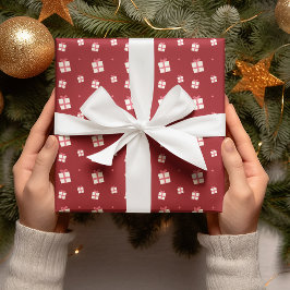 レッドクリスマスギフトイラストレーションホリデイ ラッピングペーパー