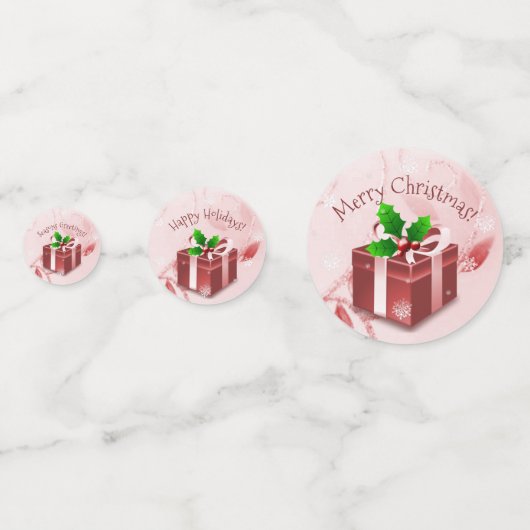 レッドクリスマスギフトテーブル紙吹雪 コンフェッティ (裏面)