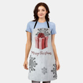 レッドクリスマスギフトホリデーエプロン エプロン (着用した状態)