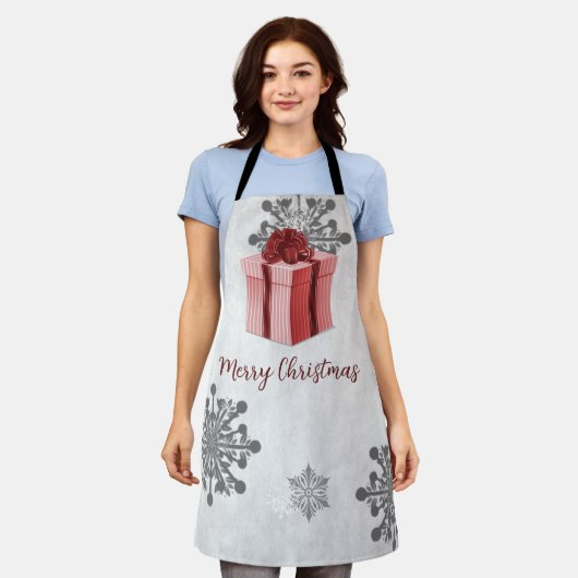 レッドクリスマスギフトホリデーエプロン エプロン (着用した状態)