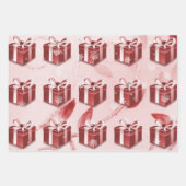 レッドクリスマスギフトラッピング紙 ラッピングペーパーシート (正面3)