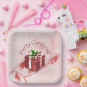 レッドクリスマスギフト紙プレート ペーパープレート (パーティー)