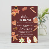 レッドクリスマスクッキー交換パーティの招待状 案内状 (スタンド正面)