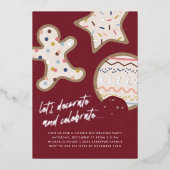 レッドクリスマスクッキー飾のパーティの招待状 箔招待状 (正面)