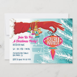 レッドクリスマスグローブパーティの招待状 招待状