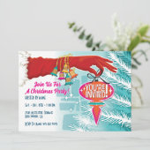 レッドクリスマスグローブパーティの招待状 招待状 (スタンド正面)
