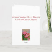 レッドクリスマスサボテンのクリスマスカード シーズンカード (裏面)