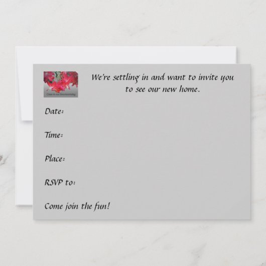 レッドクリスマスサボテン引っ越し祝いパーティー招待状 招待状 (裏面)