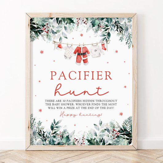 レッドクリスマスサンタベビーおしゃぶり狩りベビーシャワー ポスター
