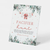 レッドクリスマスサンタベビーおしゃぶり狩りベビーシャワー 台座サイン (正面)