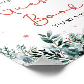 レッドクリスマスサンタベビーシャワーゲストブックサイン ポスター (角)