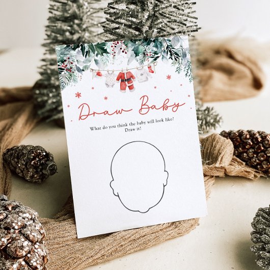 レッドクリスマスサンタベビーシャワードローベビーゲーム 招待状