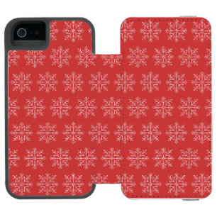 レッドクリスマスシーズンのスノーフレーク・アート iPhone SE/5/5sウォレットケース