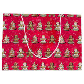 レッドクリスマスジンジャーブレッドクッキークリスマスバッグ ラージペーパーバッグ (裏面)