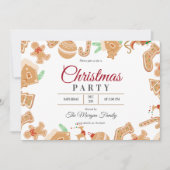 レッドクリスマスジンジャーブレッドホリデーパーティー招待状 招待状 (正面)