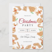 レッドクリスマスジンジャーブレッドホリデーパーティー招待状 招待状 (正面)