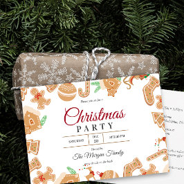 レッドクリスマスジンジャーブレッドホリデーパーティー招待状 招待状