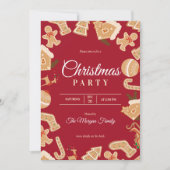レッドクリスマスジンジャーブレッドホリデーパーティー招待状 招待状 (正面)
