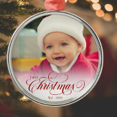 レッドクリスマススクリプトフォトオーナメント メタルオーナメント