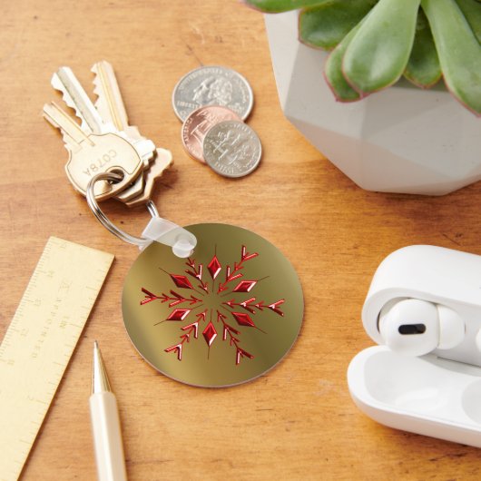 レッドクリスマススターズ金ゴールド キーホルダー (デスク)