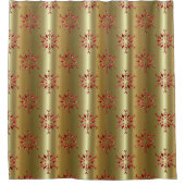 レッドクリスマススターズ金ゴールド シャワーカーテン (正面)