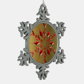 レッドクリスマススターズ金ゴールド スノーフレークピューターオーナメント (左)