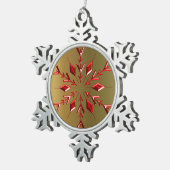レッドクリスマススターズ金ゴールド スノーフレークピューターオーナメント (右)