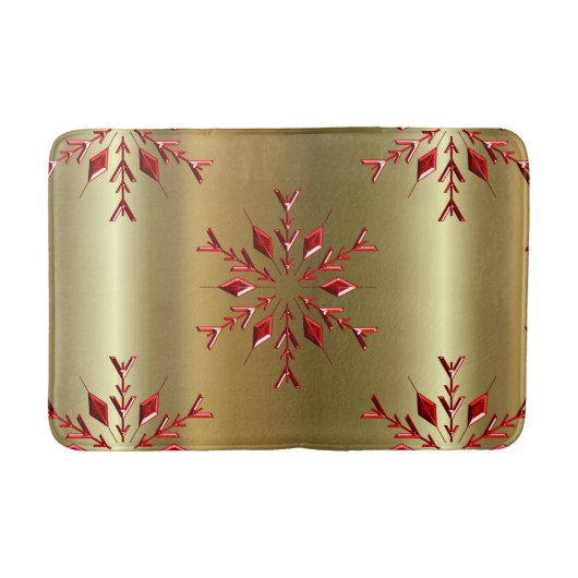 レッドクリスマススターズ金ゴールド バスマット (正面)