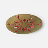 レッドクリスマススターズ金ゴールド ペーパープレート (アングル)