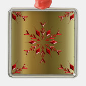 レッドクリスマススターズ金ゴールド メタルオーナメント (正面)