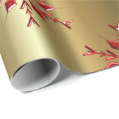 レッドクリスマススターズ金ゴールド ラッピングペーパー (ロールコーナー)