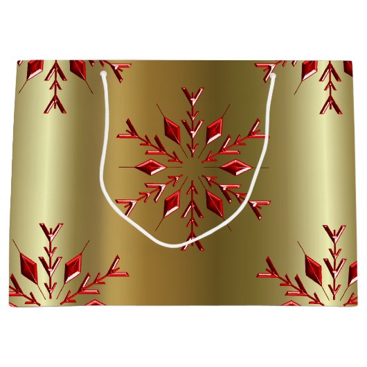 レッドクリスマススターズ金ゴールド ラージペーパーバッグ (正面)